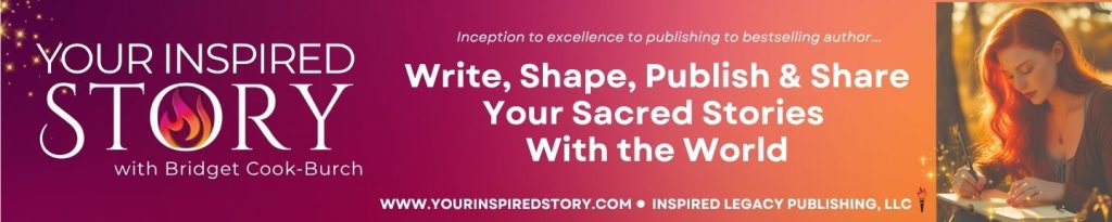 Iands website banner 1 ‣ iands Promotional banner for your inspired story: logo on the left, bold central headline, and a woman writing by candlelight on the right.
