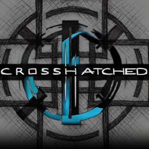 Crosshatched logo: blue ring over a black crosshatched background with 'crosshatched' text across the middle.